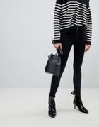 Pieces Skinny Jeans With Lace Up Back Detail - Black