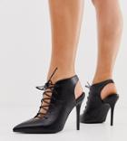 Asos Design Wide Fit Proud Lace Up High Heeled Shoe Boots In Black - Black
