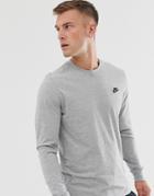 Nike Club Long Sleeve T-shirt In Gray Heather