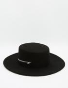 Asos Flat Top Hat With Zip Detail - Black