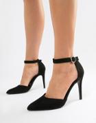 New Look Pointed Buckle Heel Shoe - Black