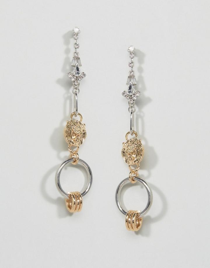 Asos Statement Lion Strand Earrings - Multi