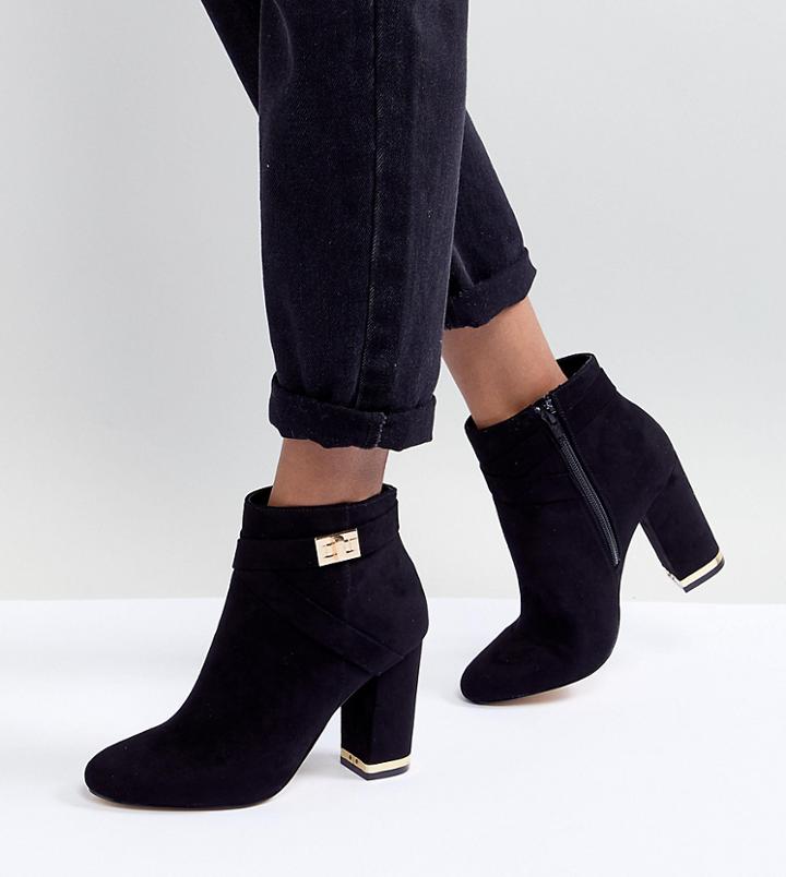 Lipsy Faux Suede Boots With Gold Trim - Black