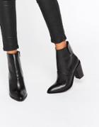Asos Effie Leather Ankle Boots - Black