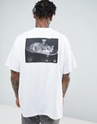 New Love Club Kitty Skate Back Print T-shirt In Oversized Fit - White