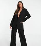 Asos Design Tall Jersey Slouchy Suit Blazer In Black