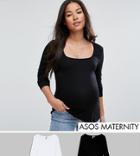 Asos Maternity Square Neck Raglan 2 Pack - Black