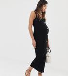 Asos Design Maternity Faux Horn Button City Maxi Rib Dress - Black