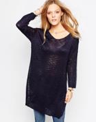 Qed London Tunic With Side Splits - Navy