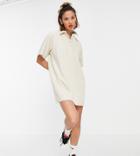 Collusion Pique Polo Mini Dress In Beige-grey