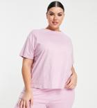 Asos Design Curve Mix & Match Cotton Pyjama Tee In Pink - Pink