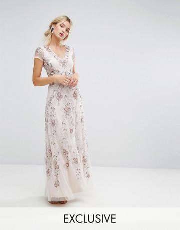 Amelia Rose Embellished Maxi Dress - Beige