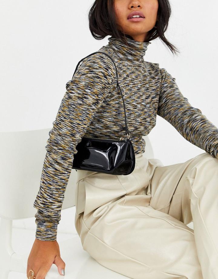 Asos Design Mini 90s Shoulder Bag In Patent-black