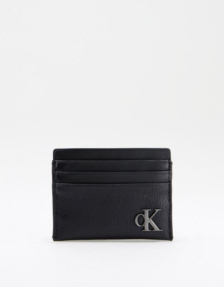 Calvin Klein Jeans Monogram Logo Card Holder In Black