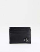 Calvin Klein Jeans Monogram Logo Card Holder In Black