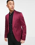 Twisted Tailor Draco Skinny Suit Jacket In Burgundy-red