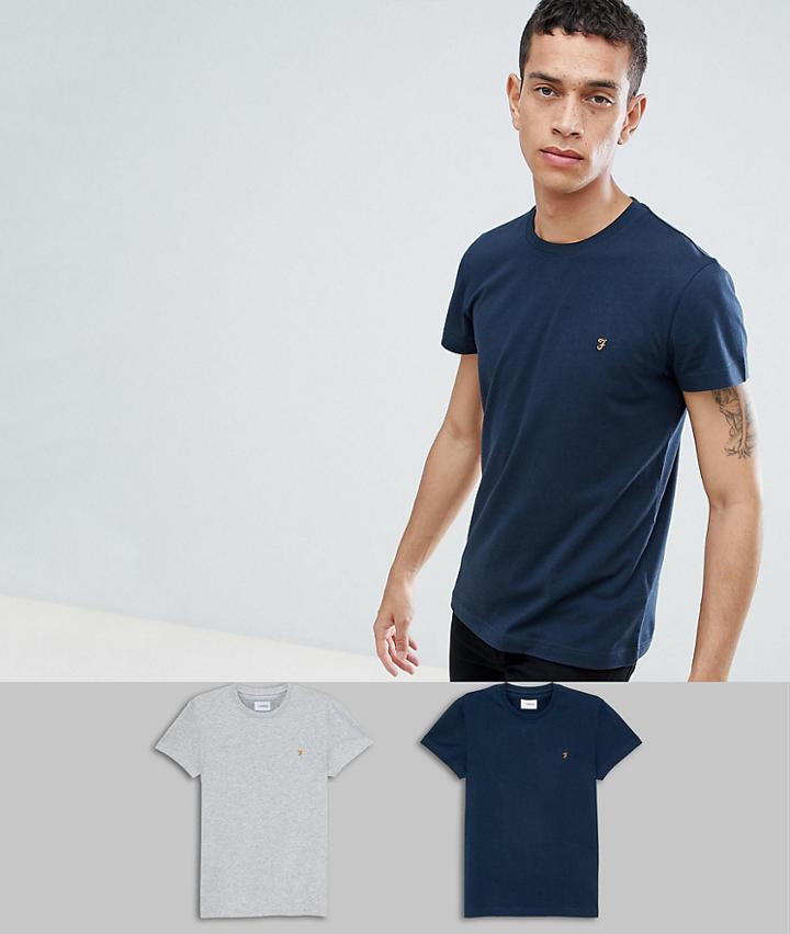 Farah Twin Pack T-shirt In Navy/gray - Navy