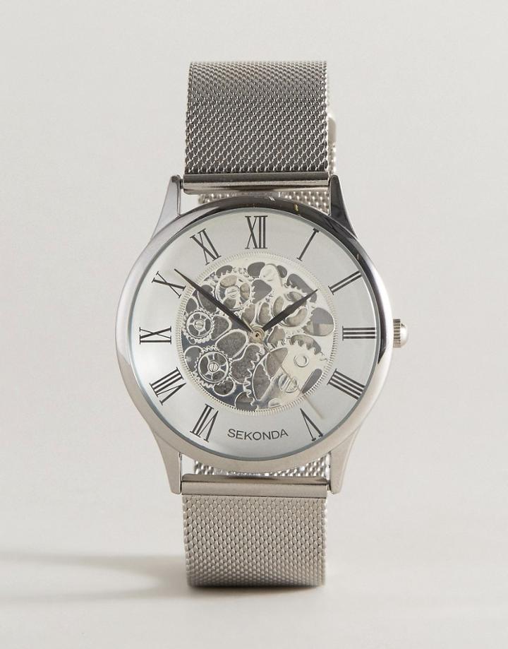 Sekonda Silver Mesh Exposed Mechanics Watch Exclusive To Asos - Silver