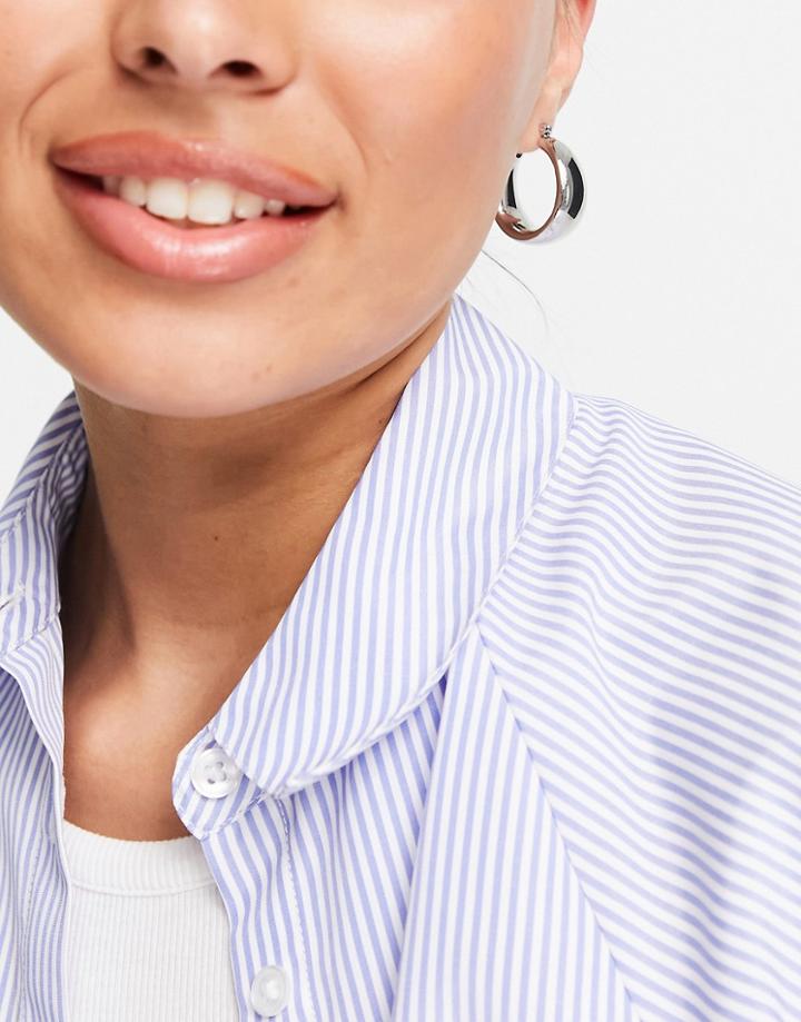 Topshop Chunky Curved Hoop Earrings In Silver