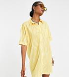 Asos Design Tall Shirt Dress In Yellow Abstract Swirl Print