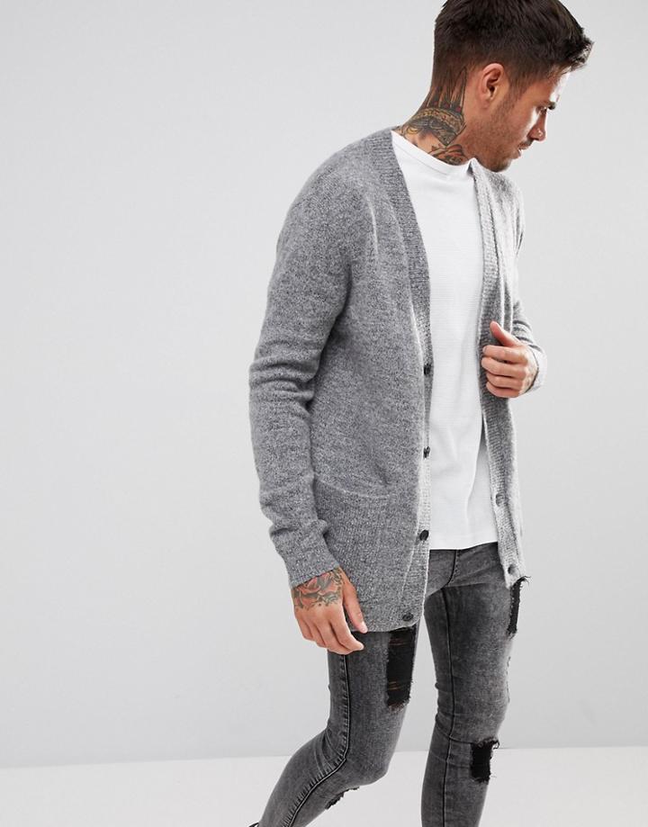 Pull & Bear Cardigan In Gray - Gray