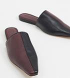 Asos Design Wide Fit Virgo Premium Leather Mules In Black And Burgundy-multi