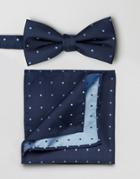 Selected Homme Bow Tie & Pocket Square Set - Navy