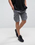 Soul Star Burn Out Jersey Cargo Shorts - Gray