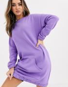 Asos Design Organic Front Pocket Sweat Dress-purple