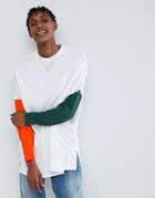 Asos Extreme Oversized Super Longline Long Sleeve T-shirt With Mis-match Sleeves In White - White