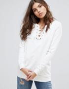 Vila Lace Front Sweatshirt - White