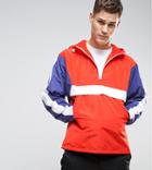 Asos Tall Overhead Windbreaker With Color Block In Red - Red