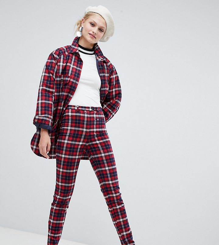 Monki Check Peg Pants-multi