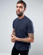 Farah Weddell Henley T-shirt Linen Regular Fit In Navy Marl - Navy
