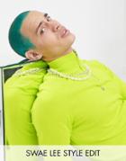 Asos Design Cotton Half Zip Sweater In Lime Green