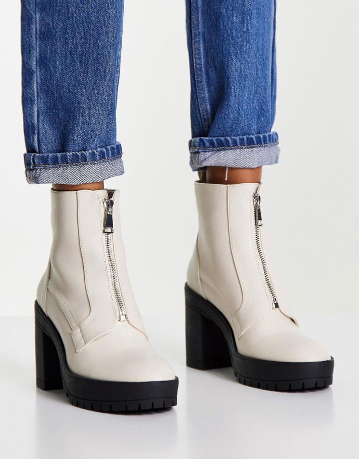Miss Selfridge Ashley Off White Zip Front Boot