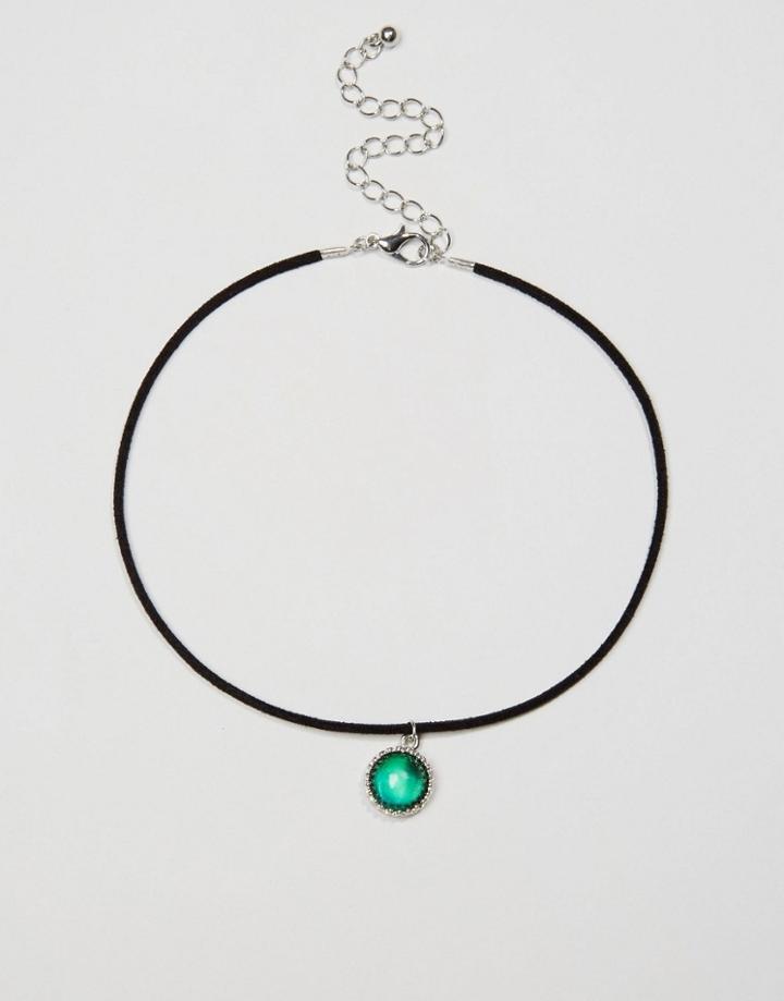 Asos Moodstone Charm Cord Choker - Black