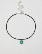 Asos Moodstone Charm Cord Choker - Black