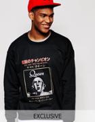 Reclaimed Vintage Oversized Sweatshirt With Queen Print - Black