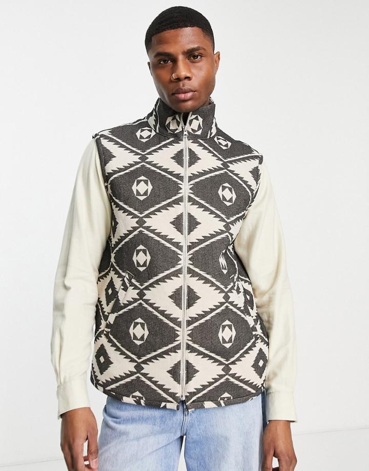 Asos Design Vest In All-over Abstract Print-gray