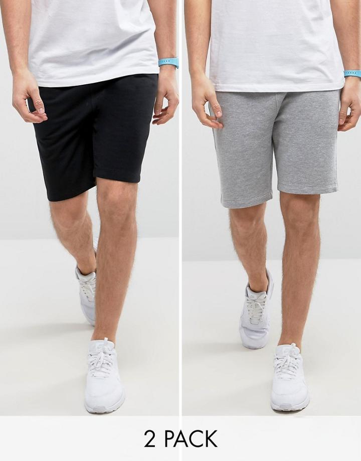 Asos Jersey Short 2 Pack Black/gray Marl Save - Multi