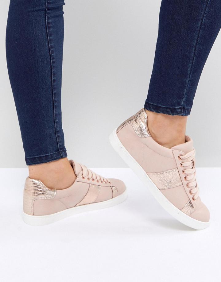 Miss Kg Metallic Side Stripe Sneaker - Beige