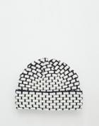 Asos Brick Beanie In Navy And Ecru - White
