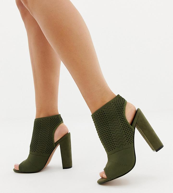 Asos Design Wide Fit Hissy Knitted Heels - Green