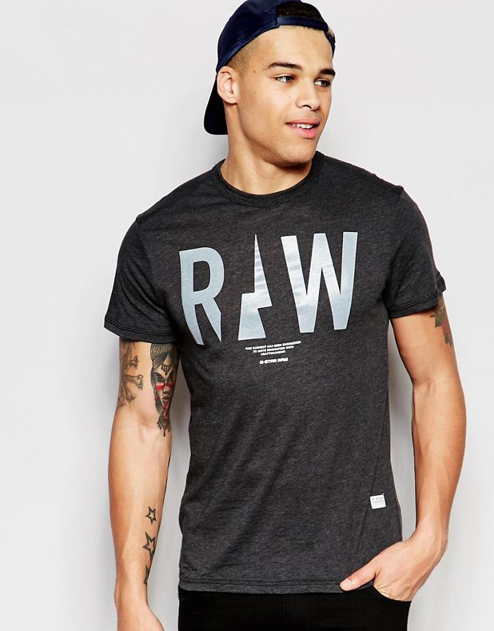 G-star T-shirt Rightrex Crewneck Raw Print In Black Heather - Black Htr