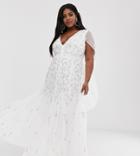 Asos Edition Curve Embellished Cape Wedding Dress - White
