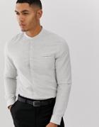 Asos Design Slim Fit Grandad Collar Shirt In Gray Marl - Gray