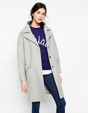 Asos Coat In Cocoon With Seam Detail - Light Gray