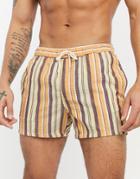 Asos Design Swim Shorts With Orange Seer Sucker Stripes Short Length