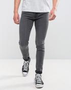 Weekday Form Super Skinny Jeans Salt And Pepper Black Acid Wash - Black